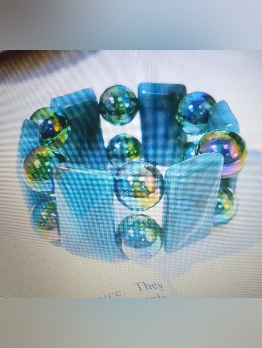 Turquoise Glass Bead Stretch Bracelet
